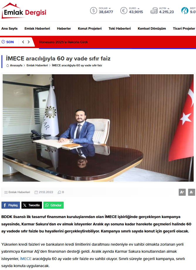 İMECE Aracılığıyla 60 Ay Vade Sıfır Faiz