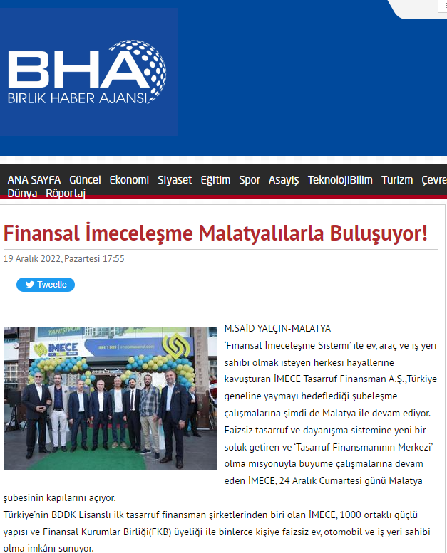 Finansal İmeceleşme Malatyalılarla Buluşuyor!