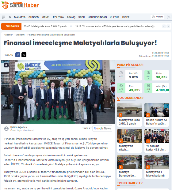 Finansal İmeceleşme Malatyalılarla Buluşuyor!