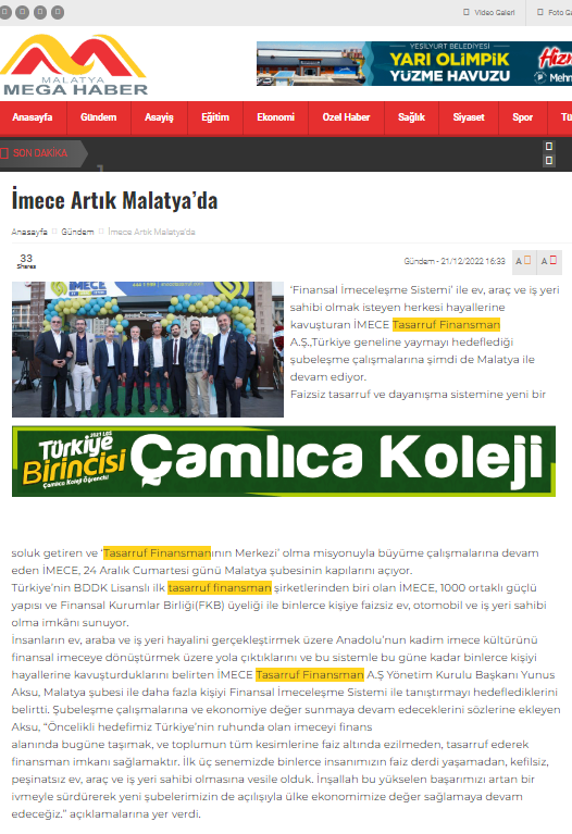 İMECE, Artık Malatya’da