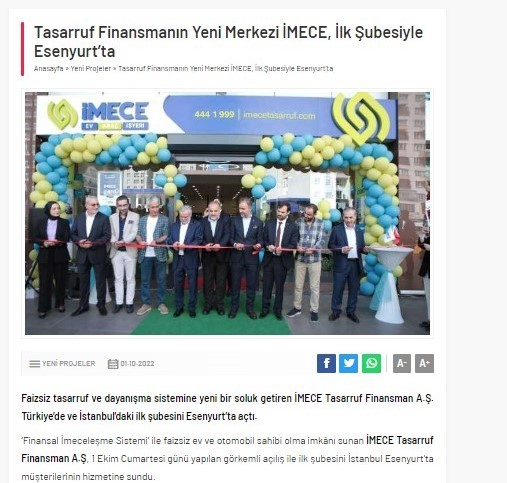 Tasarruf Finansmanın Yeni Merkezi İMECE, İlk Şubesiyle Esenyurt’ta