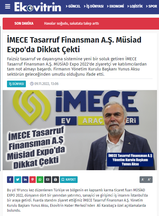  İMECE Tasarruf Finansman A.Ş. Müsiad Expo'da Dikkat Çekti